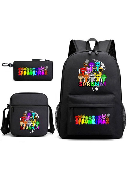 Ritim Kutusu Çevresel Ilkokul Öğrenci Sırt Çantası Sprunki Karikatür Büyük Kapasiteli Yıldızlı Gökyüzü Sırt Çantası 3 Parçalı Set (Yurt Dışından)