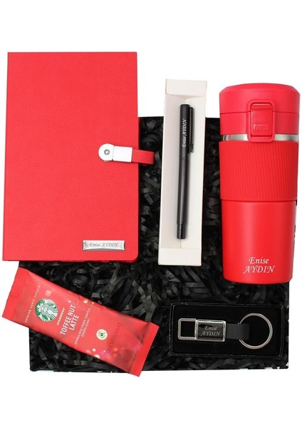 Kişiye Özel Usb'li Defter Termos Metal Anahtarlık Roller Kalem ve Hediye Kahve