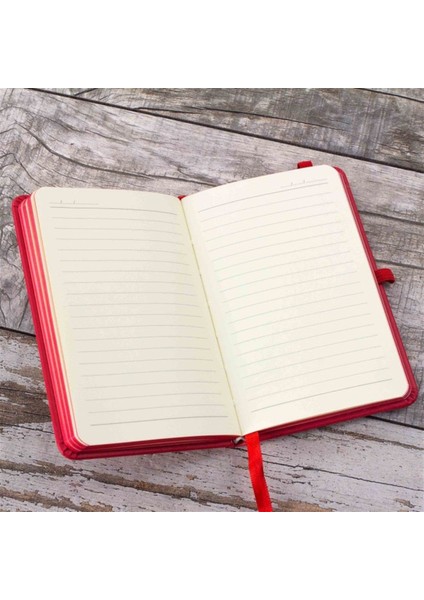 Kişiye Özel Kırmızı Defter ve Silindir Kutulu Tükenmez Kalem Seti modelleri