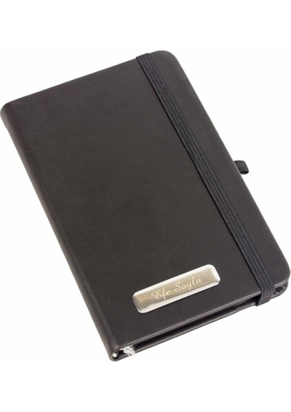 Kişiye Özel Siyah Cep Defteri ve Silindir Kutulu Tükenmez Kalem Seti modelleri
