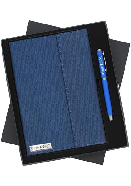 Kişiye Özel Kutulu Premium Defter ve Roller Kalem Seti