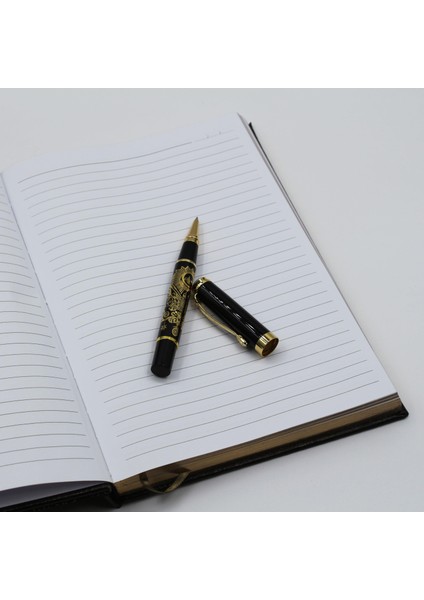 Kişiye Özel Lüks Ahşap Defter ve Roller Kalem Seti - Osmanlı Armalı modelleri