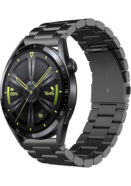 Huawei Watch Gt3 46MM Uyumlu Kordon Klasik Baklava Model Paslanmaz Çelik Metal Kayış
