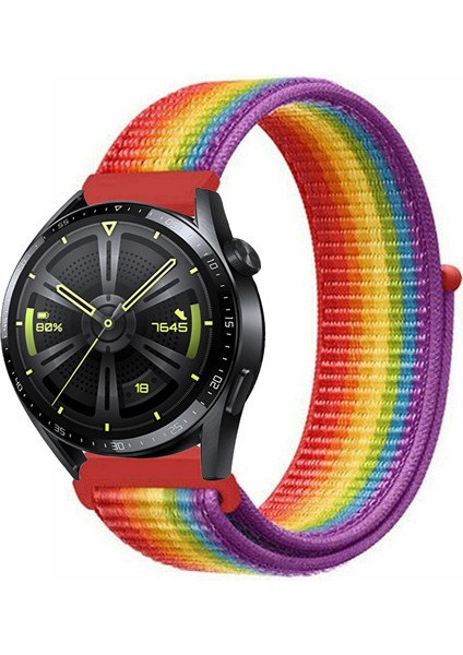 Huawei Watch Gt3 46MM Akıllı Saat Uyumlu Spor Kumaş Desenli Cırt Cırtlı Kordon Kayış