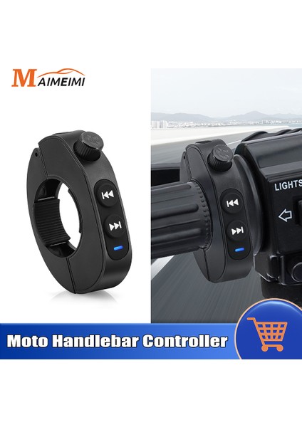 Motosiklet Gidon Medya Denetleyicisi Direksiyon Anahtarı Bluetooth Uyumlu Kablosuz Medya Akıllı Telefon Uzaktan Kumandası (Yurt Dışından)