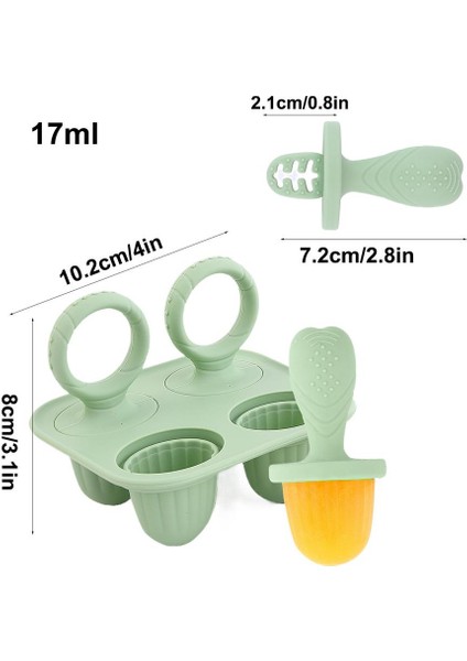 Silikon Popsicle Kalıp 4 Delik Bebek Diş Çıkarma Diş Kaşıyıcınız Popsicle Dondurma Kalıp Popsicle Buz Bebek Maması Saklama Kabı (Yurt Dışından)