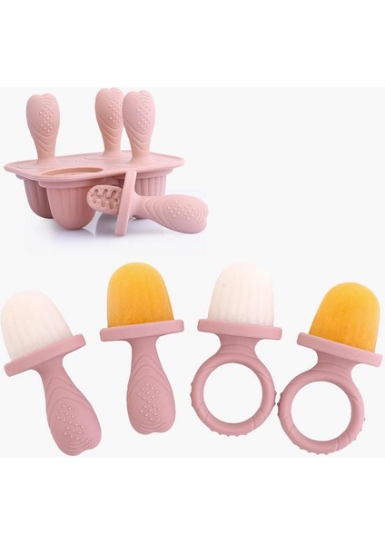 Silikon Popsicle Kalıp 4 Delik Bebek Diş Çıkarma Diş Kaşıyıcınız Popsicle Dondurma Kalıp Popsicle Buz Bebek Maması Saklama Kabı (Yurt Dışından) fiyatları