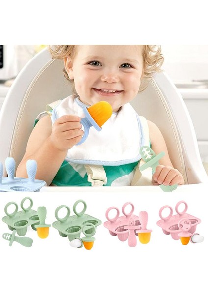 Silikon Popsicle Kalıp 4 Delik Bebek Diş Çıkarma Diş Kaşıyıcınız Popsicle Dondurma Kalıp Popsicle Buz Bebek Maması Saklama Kabı (Yurt Dışından) modelleri