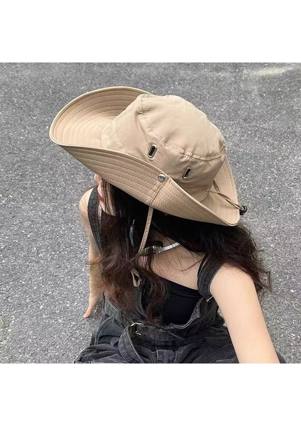 Batı Kovboy Şapka Balıkçı Şapka Japon Ipli Erkek ve Kadın Yaz Güneşlik Güneş Kremi Açık Yürüyüş Dağcılık Balıkçılık Şapka (Yurt Dışından)