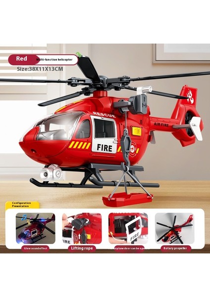 Çocuk Büyük Helikopter Oyuncakları Pervane Yangın Kurtarma Uçağı Modeli Taksi Çok Fonksiyonlu Erkek Oyuncakları (Yurt Dışından)