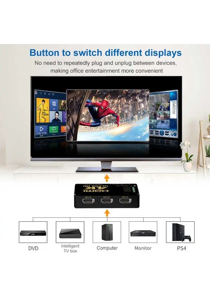 4K Switcher Hdmı Uyumlu Anahtar 3'ü 1 Arada Hd 1080P Video Kablosu Ayırıcı 1x3 Hub Adaptörü Dönüştürücü Ps4/3 Hdtv Pc Tv Kutusu (Yurt Dışından) modelleri