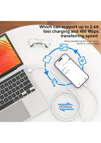 Laıhonen Iphone Carplay Için Kablo Araba Şarjı Kablosu USB A Yıldırım Kablosu Hızlı Şarj Veri Aktarımı Iphone 14 13 12 11 (Yurt Dışından)