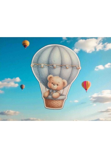 Ahşap Uçan Balon Sevimli Ayıcık Magnet Figürü 5 cm 20 Adet