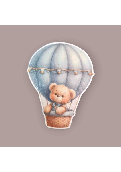 Ahşap Uçan Balon Sevimli Ayıcık Magnet Figürü 5 cm 20 Adet