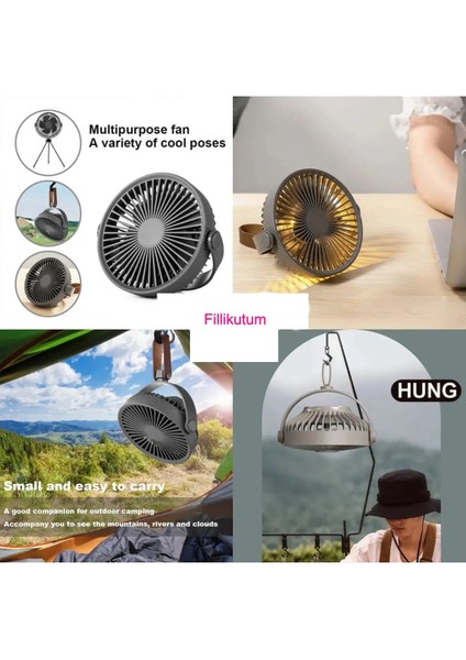 Gri Masaüstü Tripod Fan, Şarjlı, Üç Hız, 17 Cm, Güçlü ve Hafif Tasarım modelleri