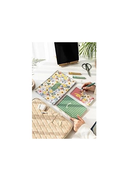 A4 Haftalık ve Günlük 3’lü Masaüstü Süresiz Planlayıcı Set – Çiçekler
