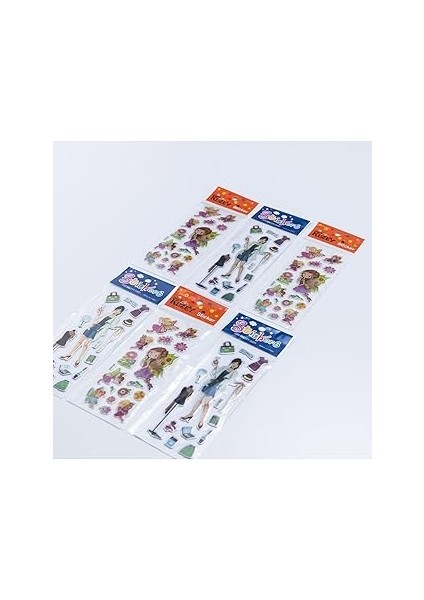 Bimotif 6 Adet Kabartmalı Yapışkan Sticker, Kız Figürleri ve Genç Seti