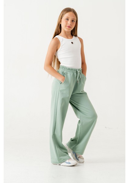 Kız Çocuk Geniş Paça Taş Baskılı Eşofman Altı 7836Y fiyatları