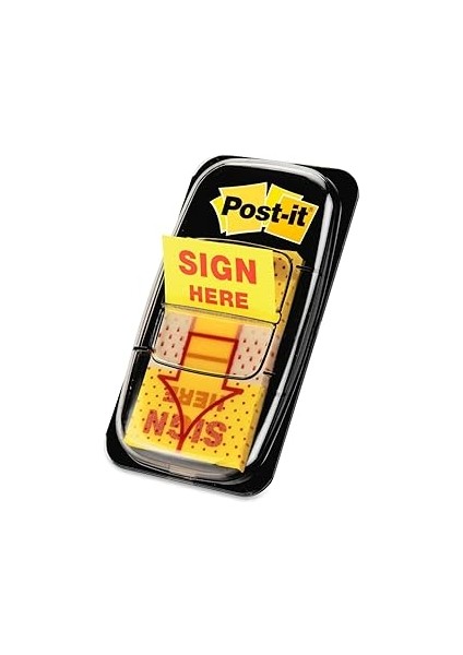 Post-It Mesaj "sign Here" Bayrakları Değer Paketi, 50/dispenser, 12 Dispenser/paket, 1" Geniş, Sarı