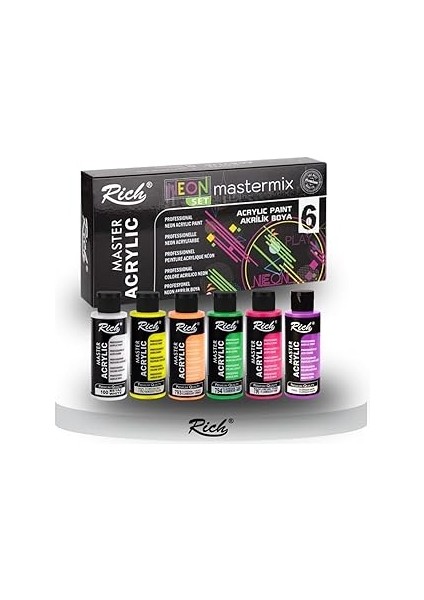 Mastermix Akrilik Boya Neon Renkler 60CC 6lı Set