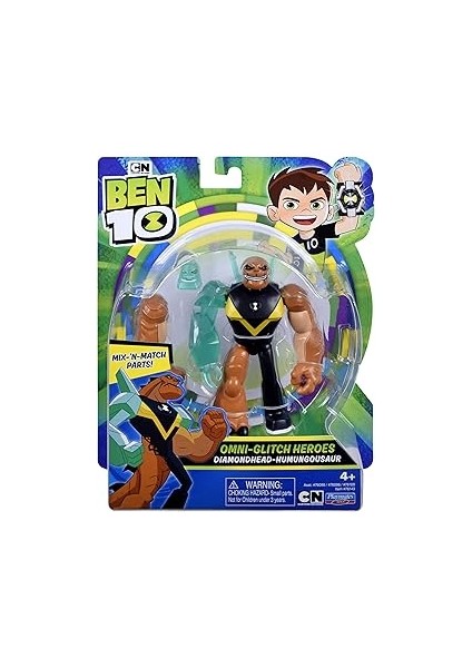 Ben 10 Aksiyon Figürleri - Omni-Glitch Heroes Diamondhead-Hunmungousaur