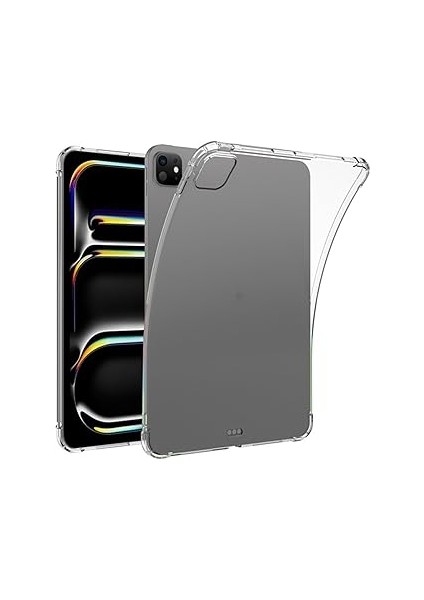 Ipad Pro 13 ile Uyumlu 2024 Kılıf Tablet Nitro Anti Shock Silikon Tamamen Şeffaf Görünüml
