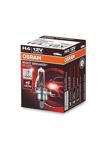 Ampul Night Breaker Laser H4 12V 60/55W%100'YE Kadar Fazla Işık 130M'YE Kadar Fazla Görüş Açı