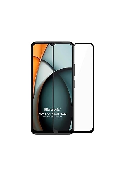Microsonic Redmi A3 Tam Kaplayan Temperli Cam Ekran Koruyucu Siyah