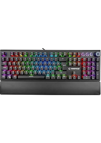 KB-R92 Thunder Blue Switch Rgb Ledli Bilek Destekli Mekanik Oyuncu Gaming Klavye