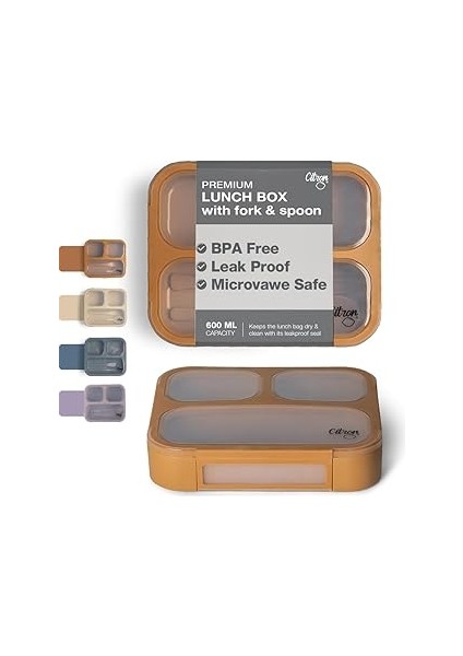 Citron Citron Çatal ve Kaşıklı Bento Beslenme Kutusu Seti - Caramel 1286845