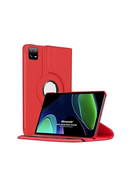 Microsonic Pad 6 Kılıf 360 Rotating Stand Deri Kırmızı [pad 6 ile Uyumlu Kılıf - Kırmız