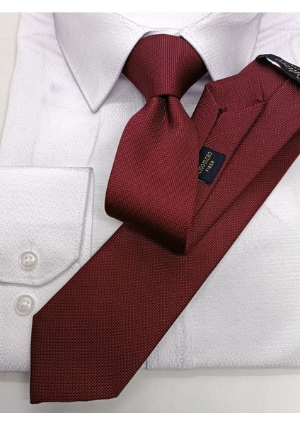 Bordo Kum Desenli Slim Kravat