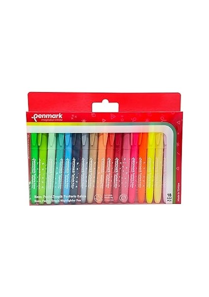 Penmark Kalem Tipi Fosforlu Kalem 18'li Bristol Neon ve Pastel ve Tropik