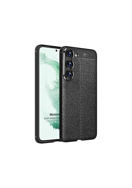 Microsonic Galaxy S23 Kılıf Deri Dokulu Silikon Siyah [galaxy S23 ile Uyumlu Kılıf - S