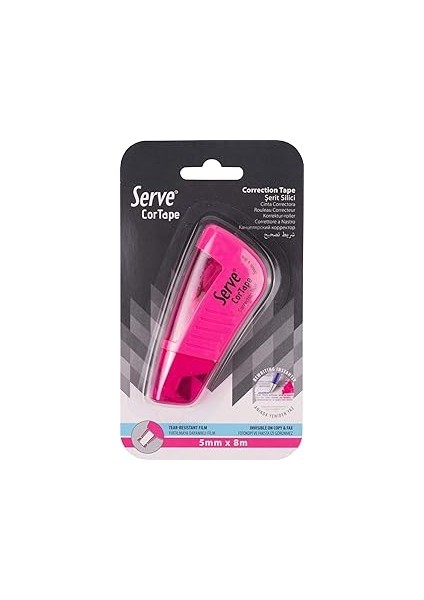 Cortape Şerit Silici 5 Mm*8mt Fosforlu Pembe Tekli Blister