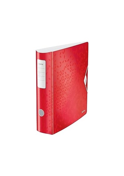Leitz Wow Telli Dosya, Metalik Kırmızı, A4 Klasör, Kavisli Sırt, 82 mm Genişlik, Elastik Sabitleme,