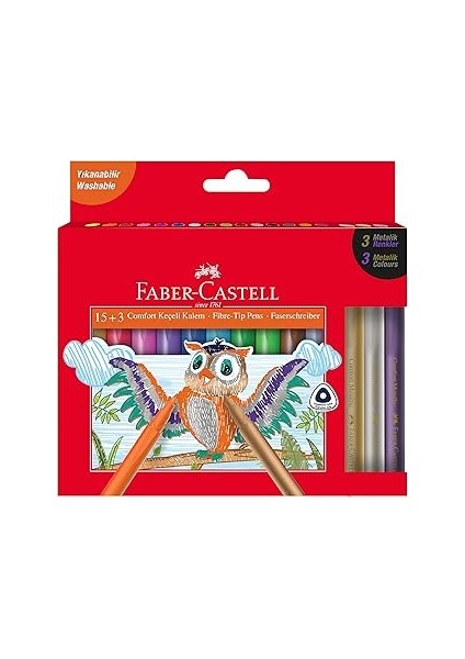 Comfort Keçeli Kalem, 15 + 3 Metalik