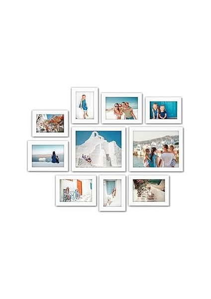 Americanflat 10 Parça Beyaz Galeri Duvar Resim Çerçevesi Seti 8X10, 5x7 ve 4x6. Kırılmaya Dayanıklı