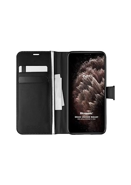 Microsonic Iphone 11 Pro Kılıf Delux Leather Wallet Siyah [ıphone 11 Pro ile Uyumlu Kılı