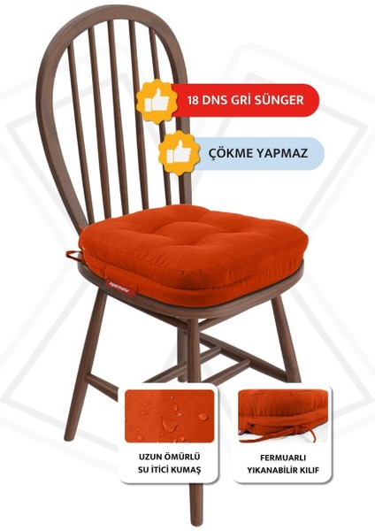 Çift Kat Sandalye Minderi Fermuarlı Yıkanabilir Kılıf Bağcıklı Su Ve Yağ Itici 42x42x8 Kremit fiyatları