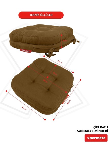 Çift Kat Sandalye Minderi Fermuarlı Yıkanabilir Kılıf Bağcıklı Su Ve Yağ Itici 42x42x8 Kahve indirimleri