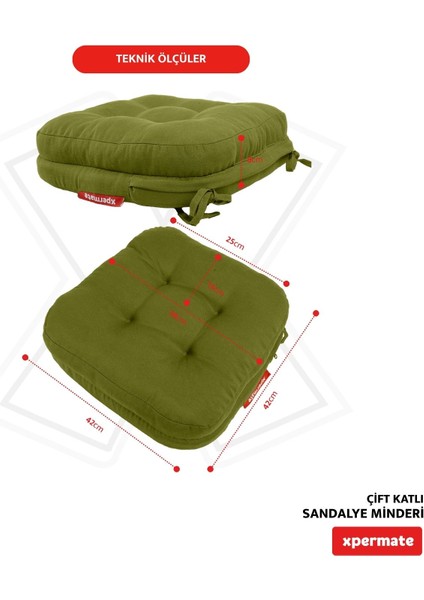 Çift Kat Sandalye Minderi Fermuarlı Yıkanabilir Kılıf Bağcıklı Su Ve Yağ Itici 42x42x8 Yeşil fiyatları