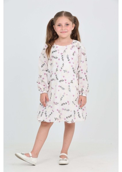 Kız Çocuk Çiçekli Volanlı Elbise