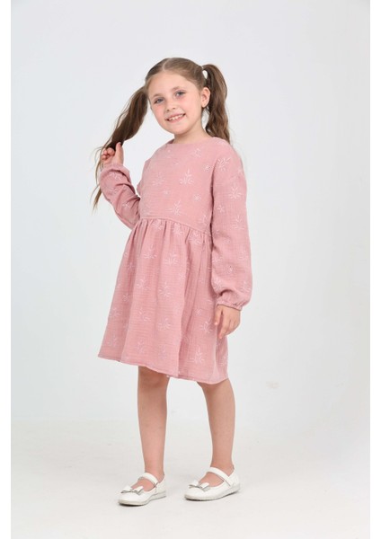 Kız Çocuk Çiçek Nakışlı Elbise modelleri