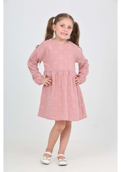 Kız Çocuk Çiçek Nakışlı Elbise indirimleri