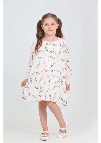 Kız Çocuk Çiçekli Volanlı Elbise