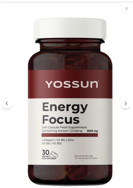 Energy Focus Kore Ginsengi İçeren Yumuşak Kapsül Takviye Edici Gıda fırsatları