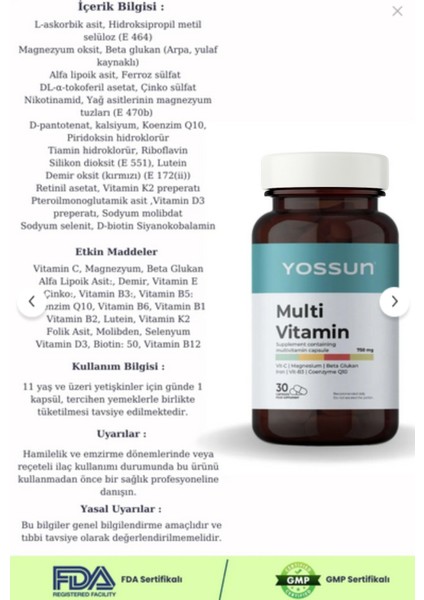 Multivitamin İçeren Kapsül Takviye Edici Gıda indirimleri