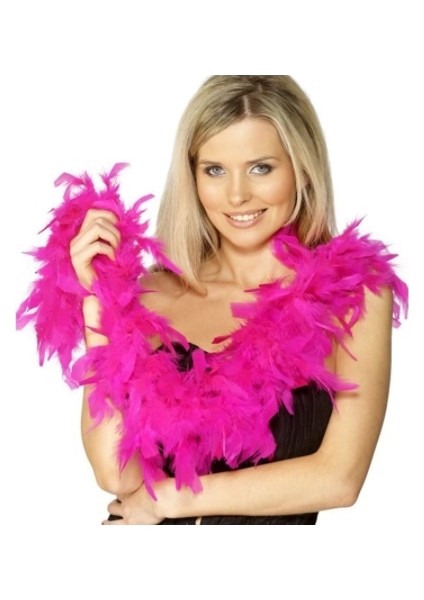 Fuşya Renk Kabarık Tüylü Otriş Boa Gerçek Tüy Dekorasyon 180 cm fiyatları