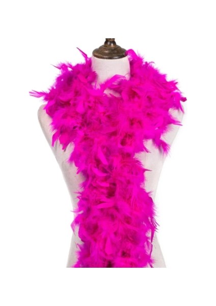 Fuşya Renk Kabarık Tüylü Otriş Boa Gerçek Tüy Dekorasyon 180 cm modelleri
